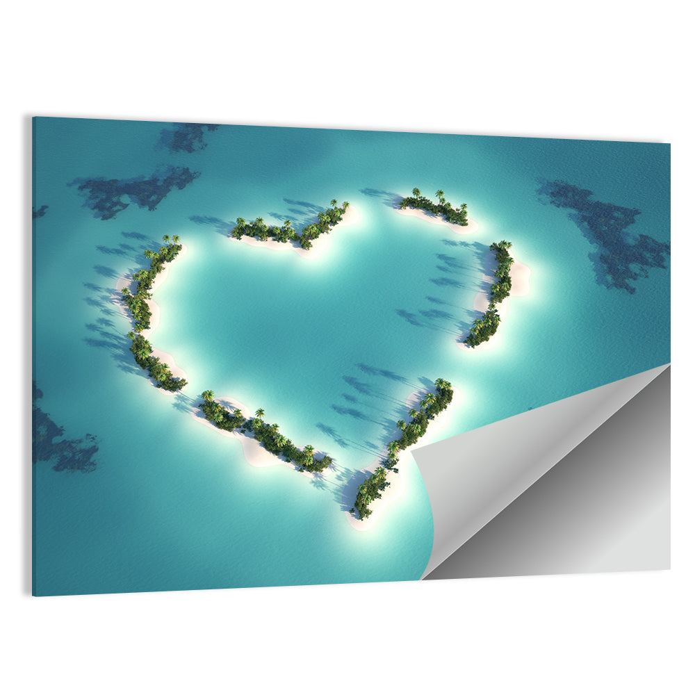 Turquoise Heart-shaped Island Wall Art