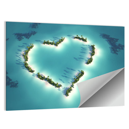 Turquoise Heart-shaped Island Wall Art