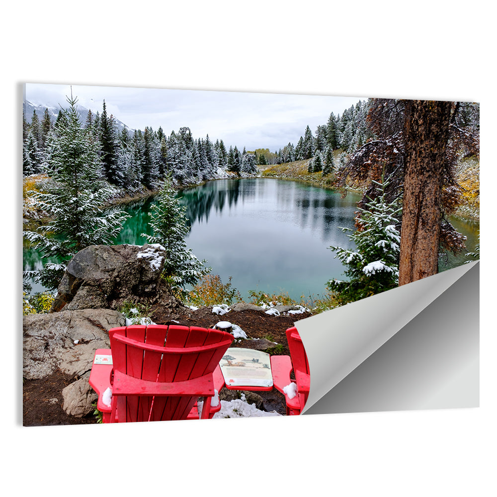 Red Adirondack Chairs at Valley of Five Lakes Wall Art