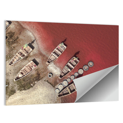 Wooden Boats on Lake Retba Wall Art