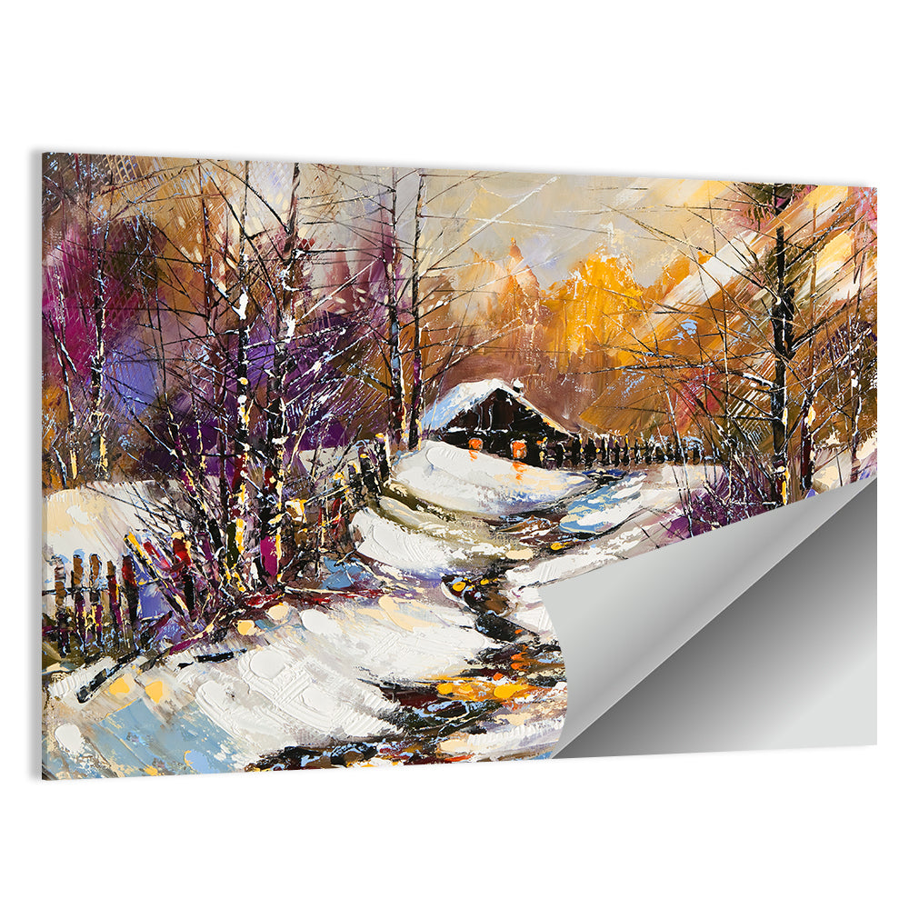 Snowy Path to Cabin Wall Art