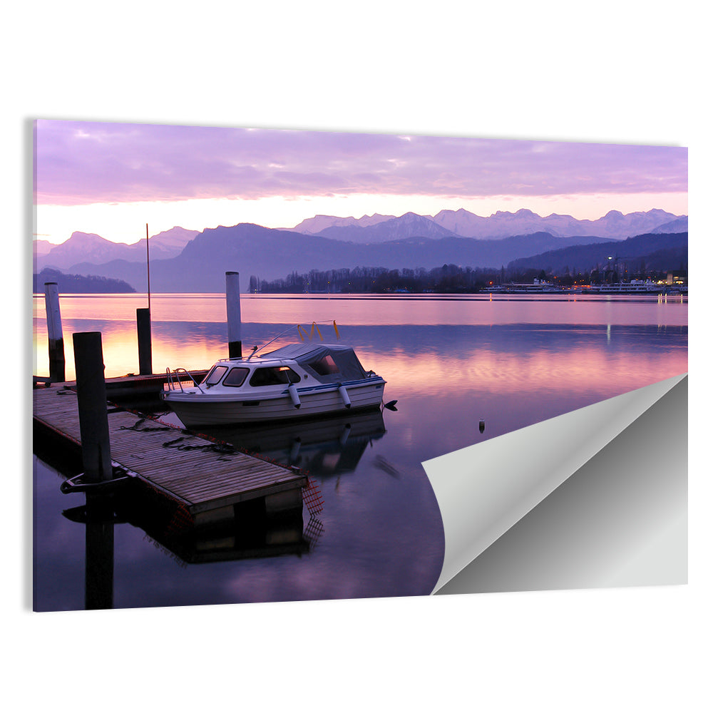 Lake Lucerne Pier at Dusk Wall Art