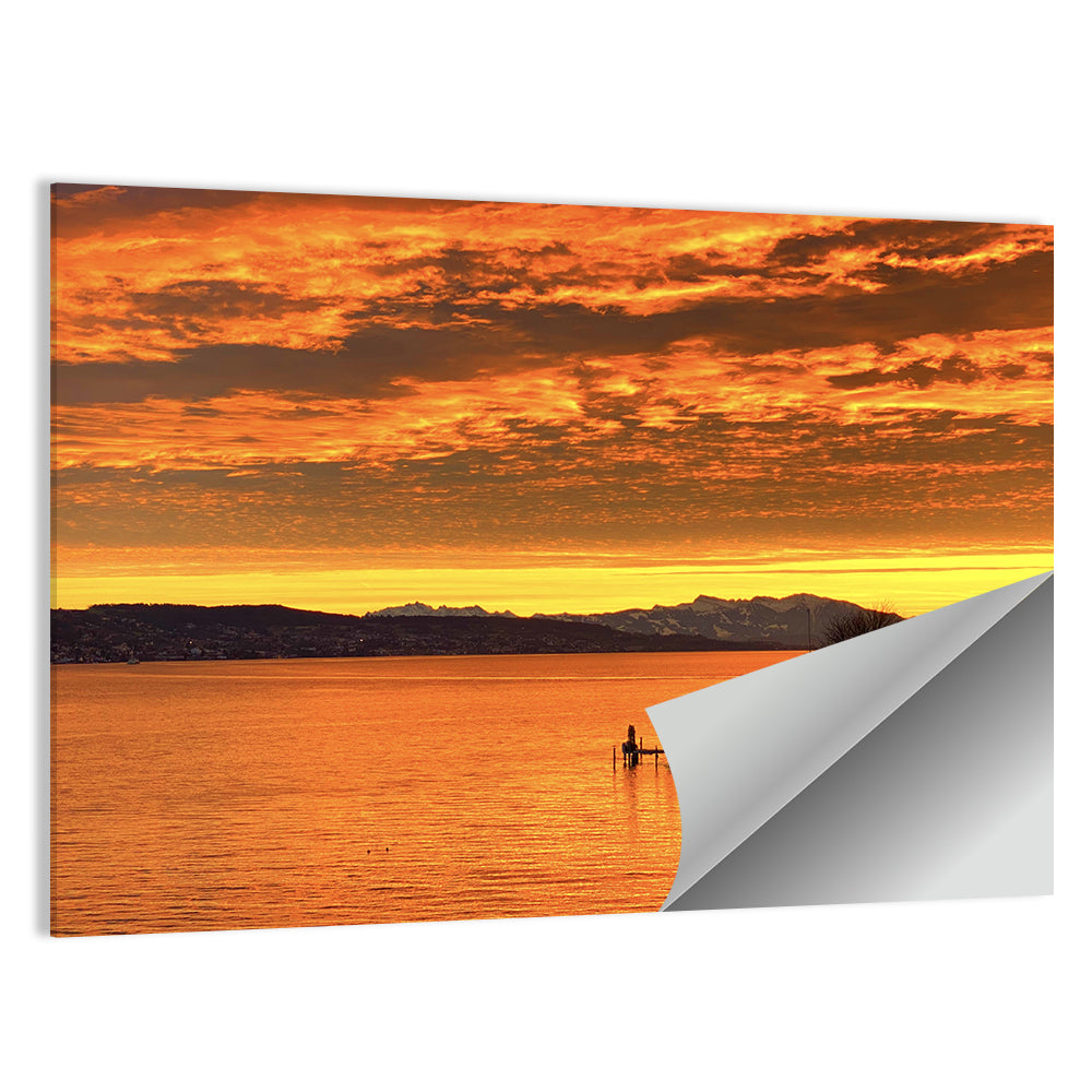 Lake Zurich Golden Sunset Wall Art