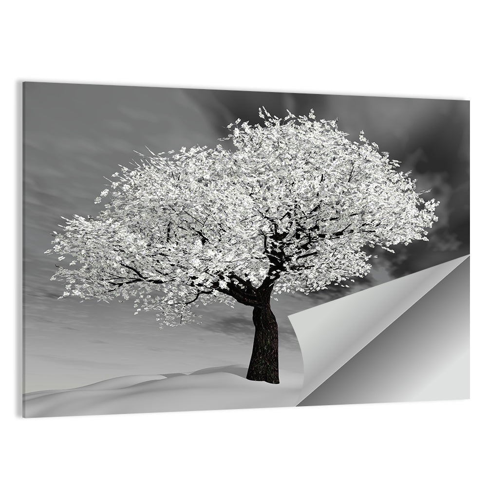 Monochrome Cherry Tree in Winter Wall Art