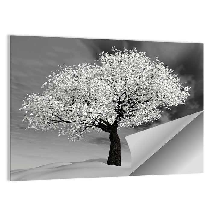 Monochrome Cherry Tree in Winter Wall Art as a poster print