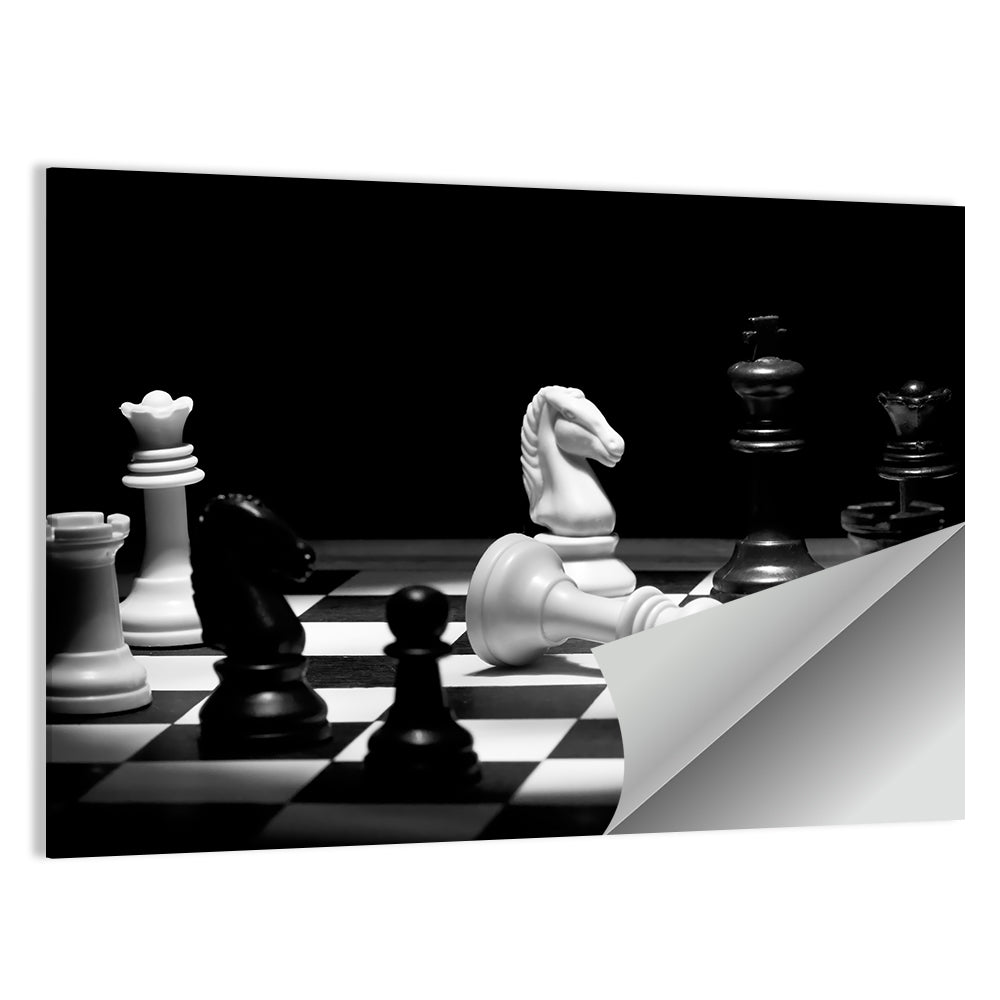 Fallen White King Chess Scene Wall Art