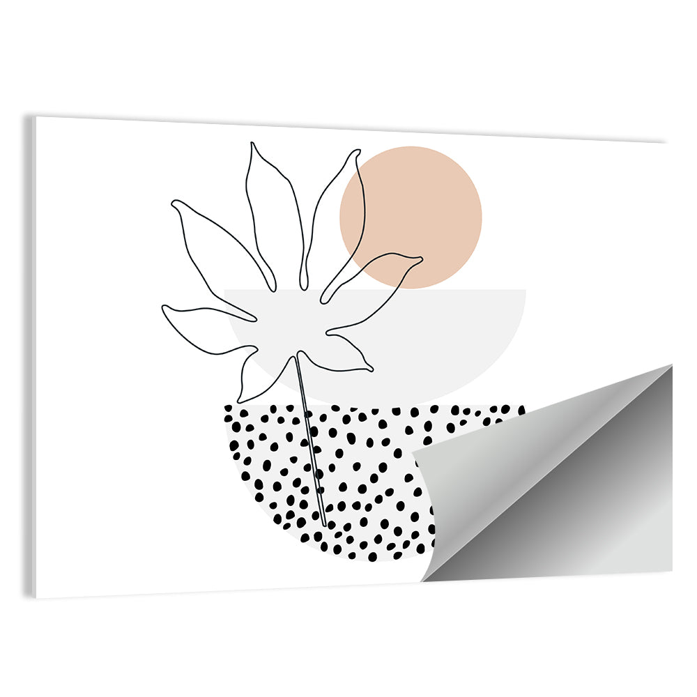 Palm Leaf with Peach Circle Illustration Wall Art