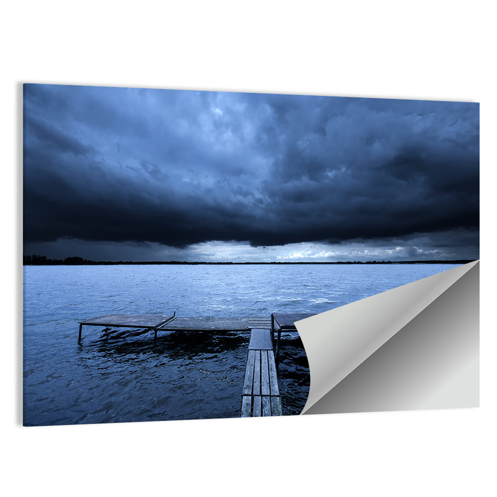 Stormy Lake Pier Wall Art