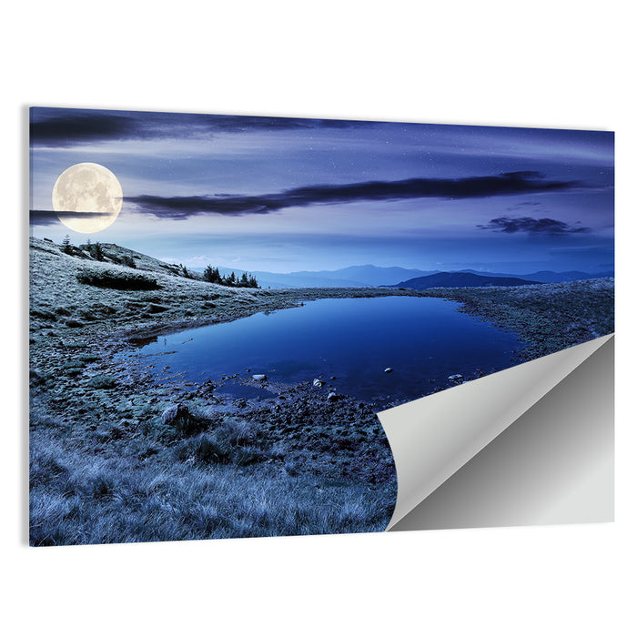 Mountain Lake at Night Wall Art as a poster print