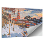 Snowy Village with Church Tower Wall Art