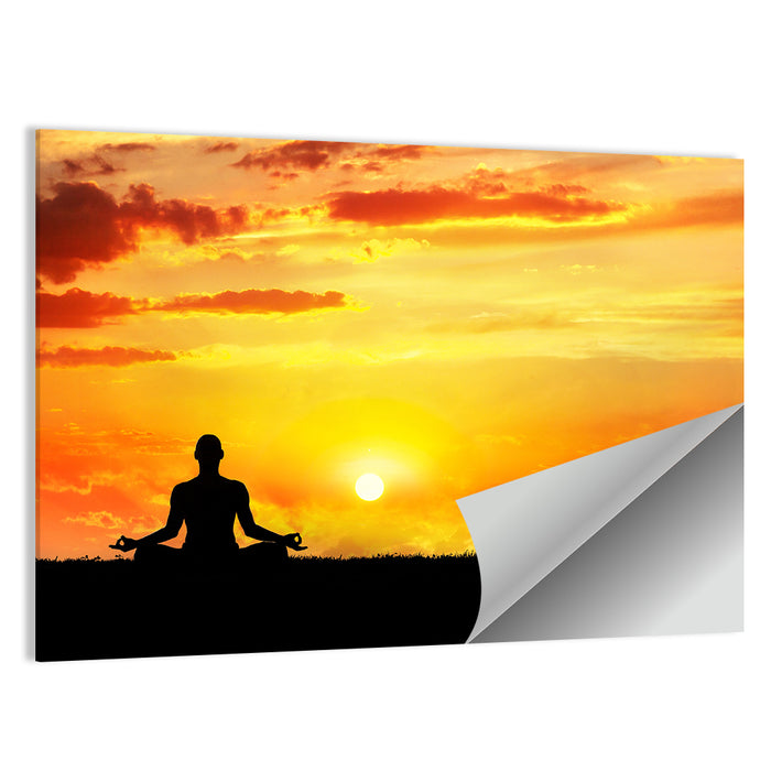 Sunset Yoga Meditation Silhouette Wall Art as a poster print