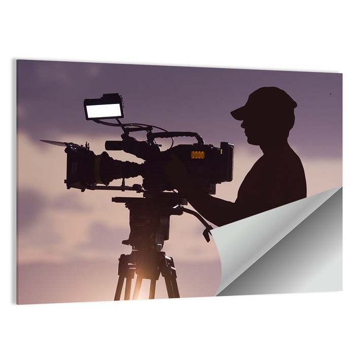 Cameraman Silhouette at Dusk Wall Art as a poster print