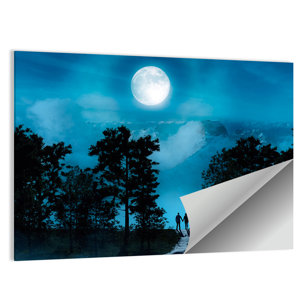 Couple Under Full Moon Wall Art