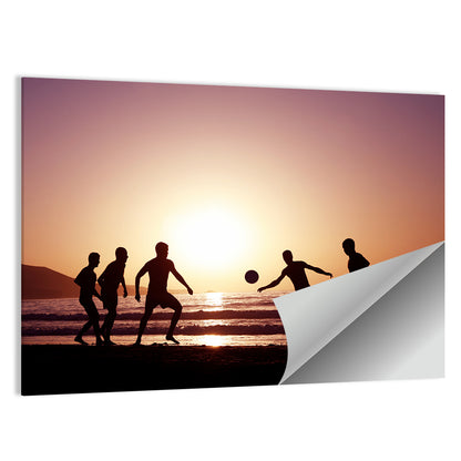 Beach Football at Sunset Wall Art