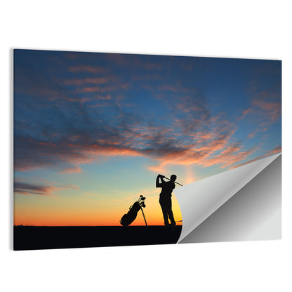 Sunset Golfer Silhouette Wall Art