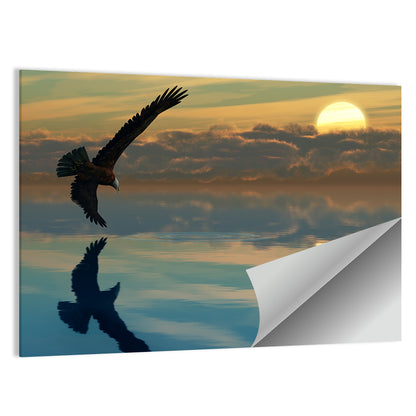 Bald Eagle Sunset Reflection Wall Art