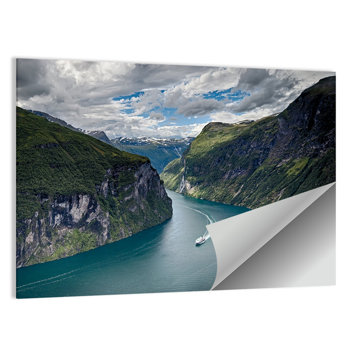 Geirangerfjord Boat Wake Wall Art as a poster print