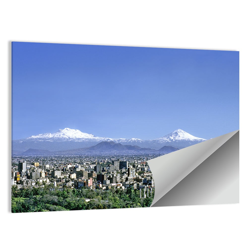 Mexico City Skyline with Volcanoes Wall Art