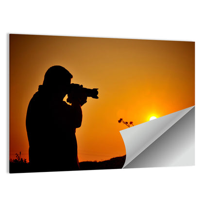 Golden Hour Photographer Silhouette Wall Art