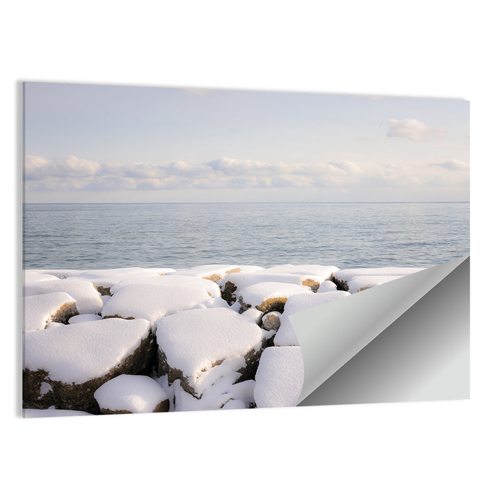 Lake Ontario Snowy Rocks Wall Art as a poster print