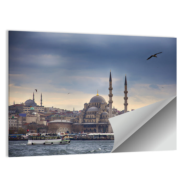 Istanbul Skyline with New Mosque Wall Art as a poster print