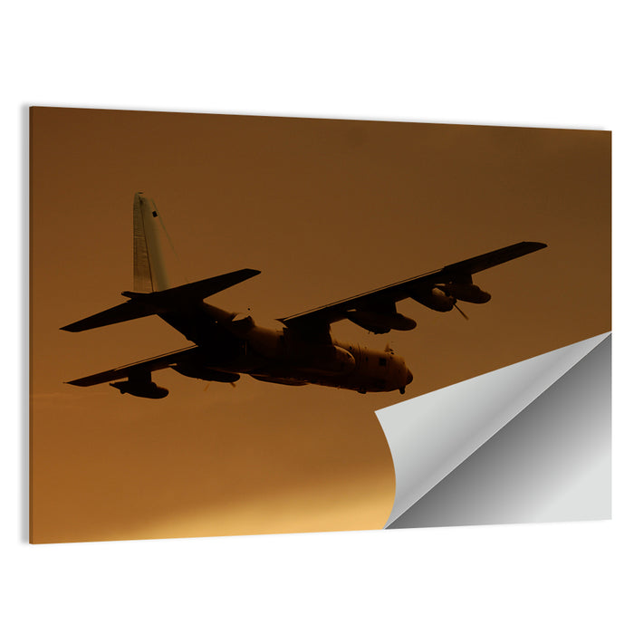 Turboprop Military Transport Silhouette Wall Art as a poster print