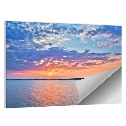 Cloudy Lake Sunset Reflection Wall Art