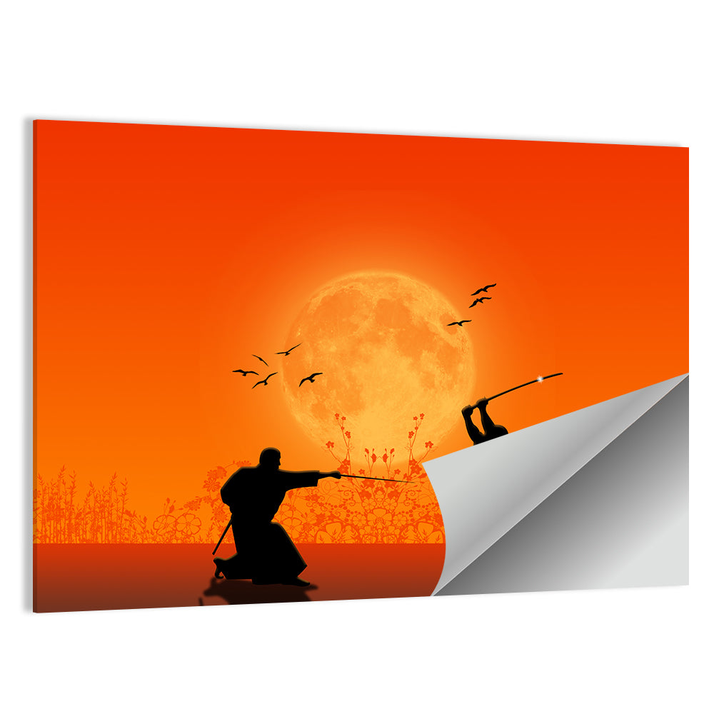 Moonlit Samurai Duel Wall Art
