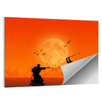 Moonlit Samurai Duel Wall Art
