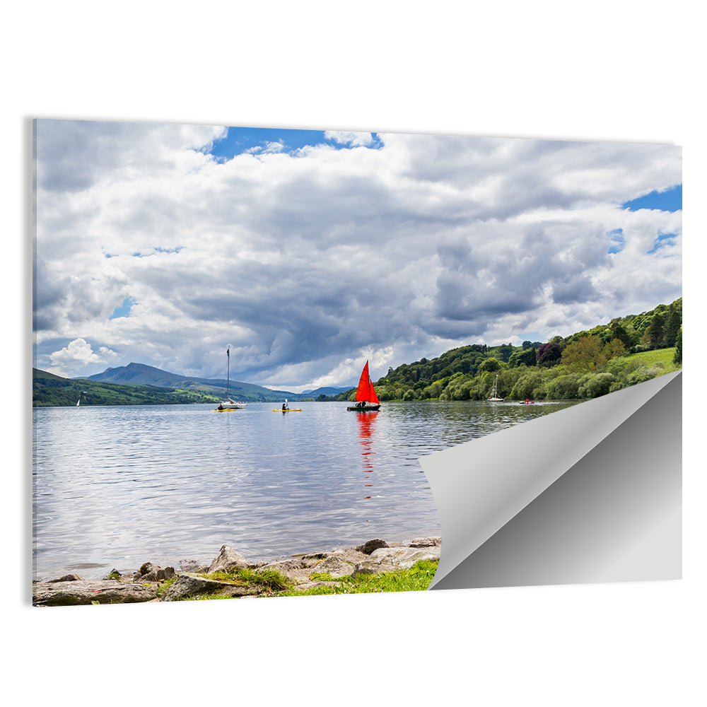 Bala Lake Sailboat Reflection Wall Art