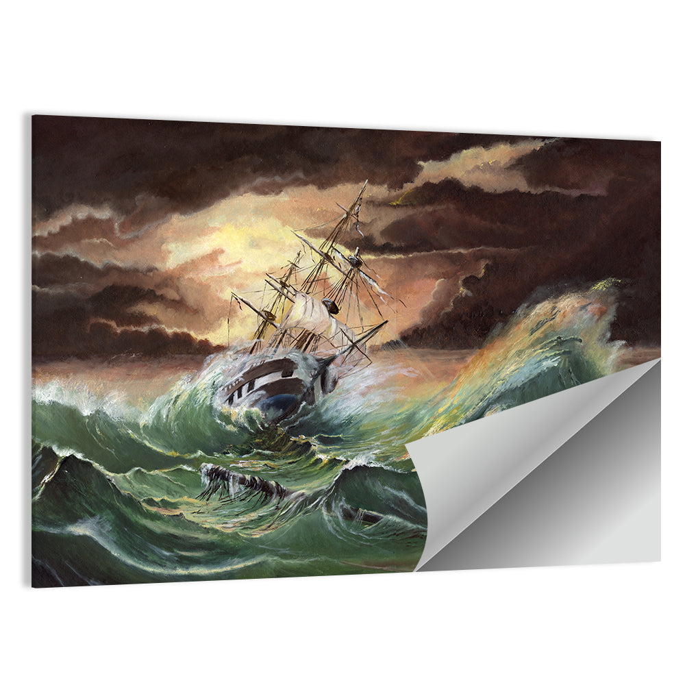 Ship in a Sea Storm Wall Art