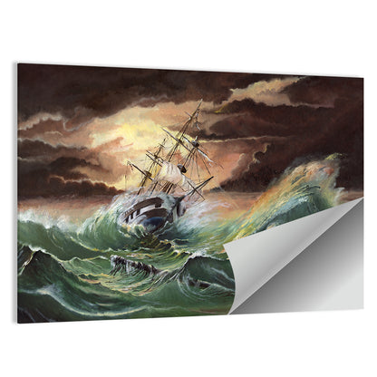 Ship in a Sea Storm Wall Art