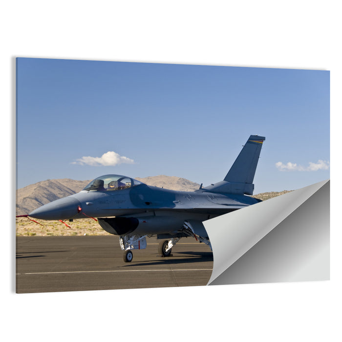Fighter Jet Side Profile on Runway Wall Art as a poster print