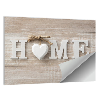Home with Heart and Twine Wall Art