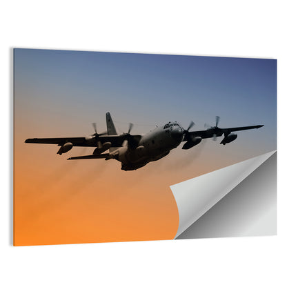 Four-engine Military Transport at Dusk Wall Art
