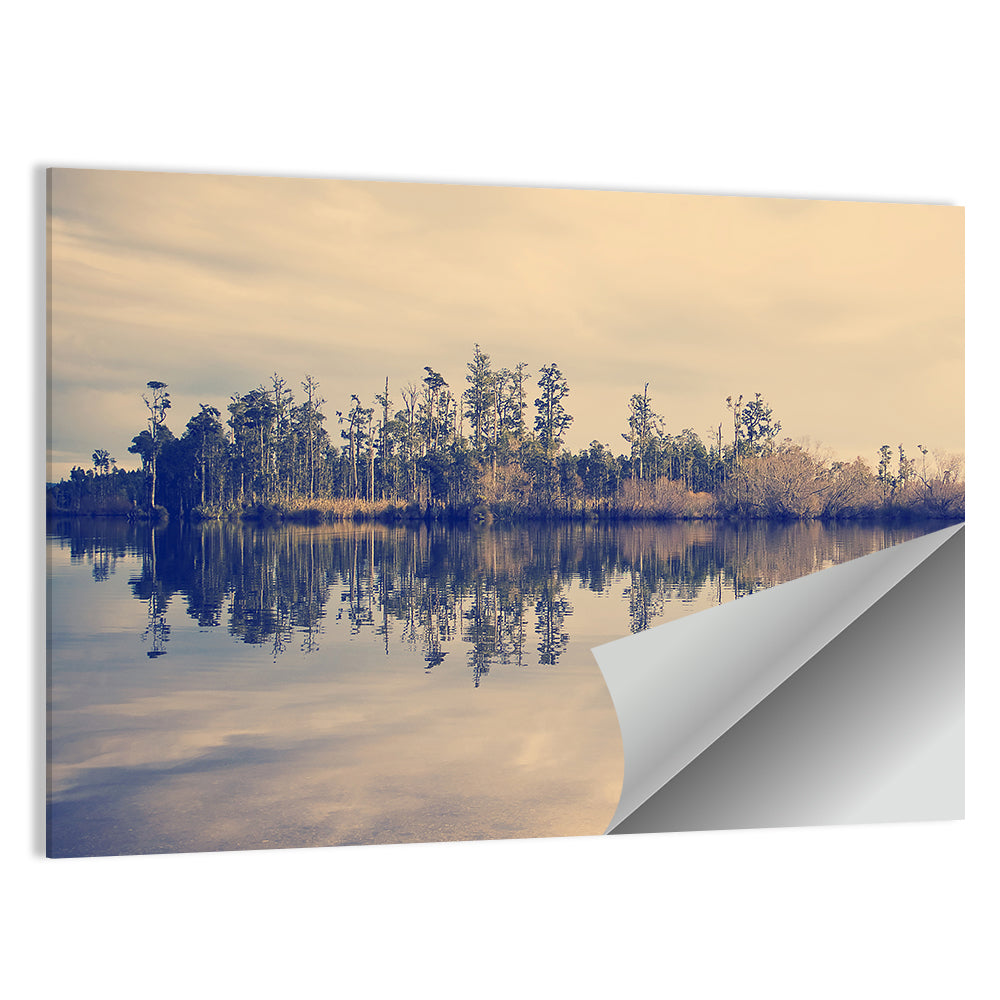 Sunset Over Forest Lake Wall Art