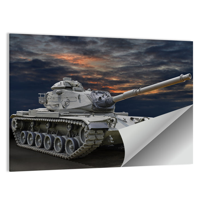 Tracked Tank at Sunset Wall Art as a poster print