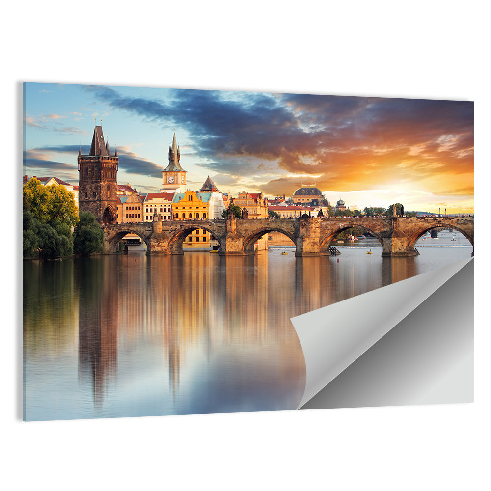 Charles Bridge at Golden Dusk Wall Art