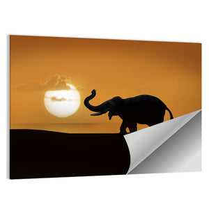 Elephant at Sunset Wall Art