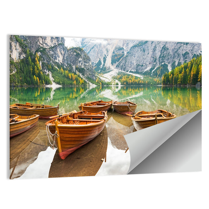 Rowboats on Lake Braies Wall Art as a poster print
