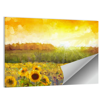 Sunburst Sunflowers Abstract Wall Art
