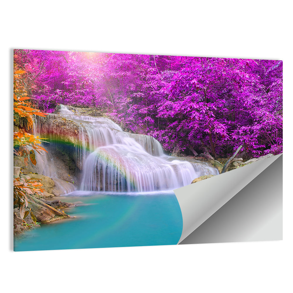 Dreamy Purple Forest Waterfall Wall Art
