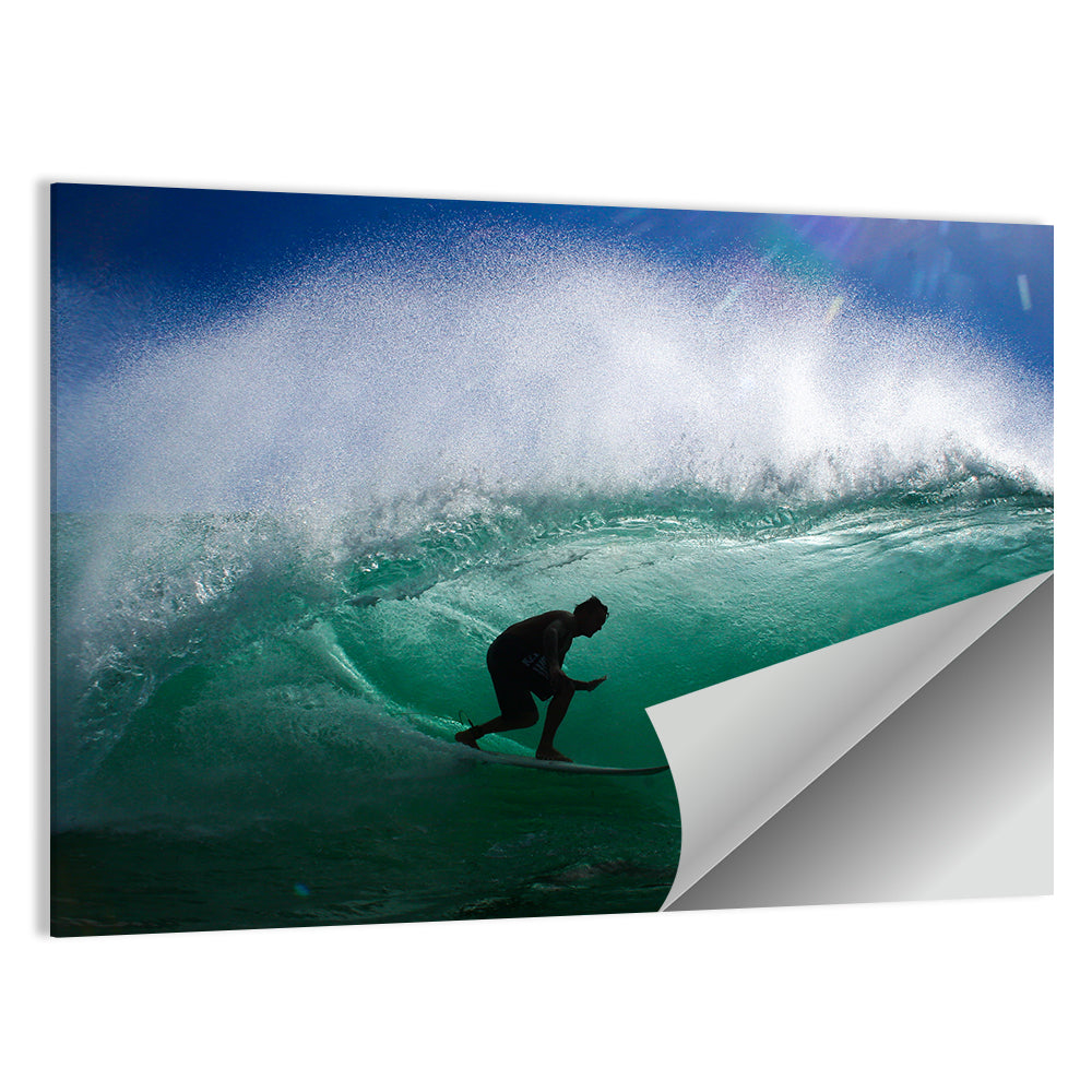 Surfer in Barrel Wave Wall Art