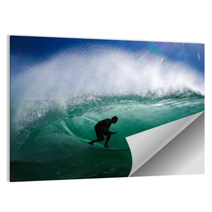 Surfer in Barrel Wave Wall Art