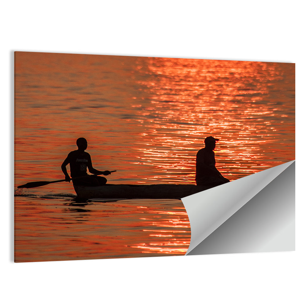 Sunset Canoe Silhouette Wall Art