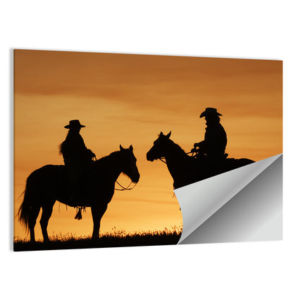 Horseback Silhouettes at Sunset Wall Art