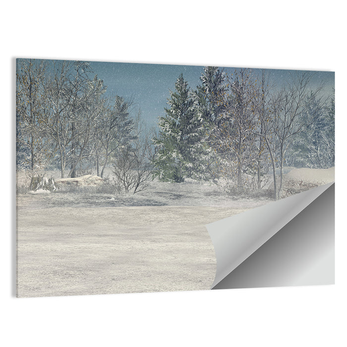 Snow-covered Forest Field Wall Art as a poster print