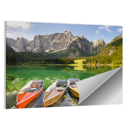 Five Boats at Lago Superiore Di Fusine Wall Art