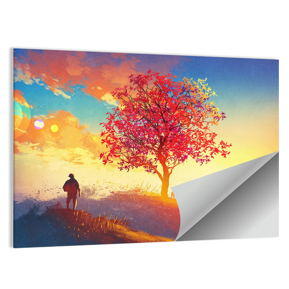 Autumn Tree with Silhouettes Wall Art