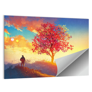 Tree and Man in Autumn Wall Art